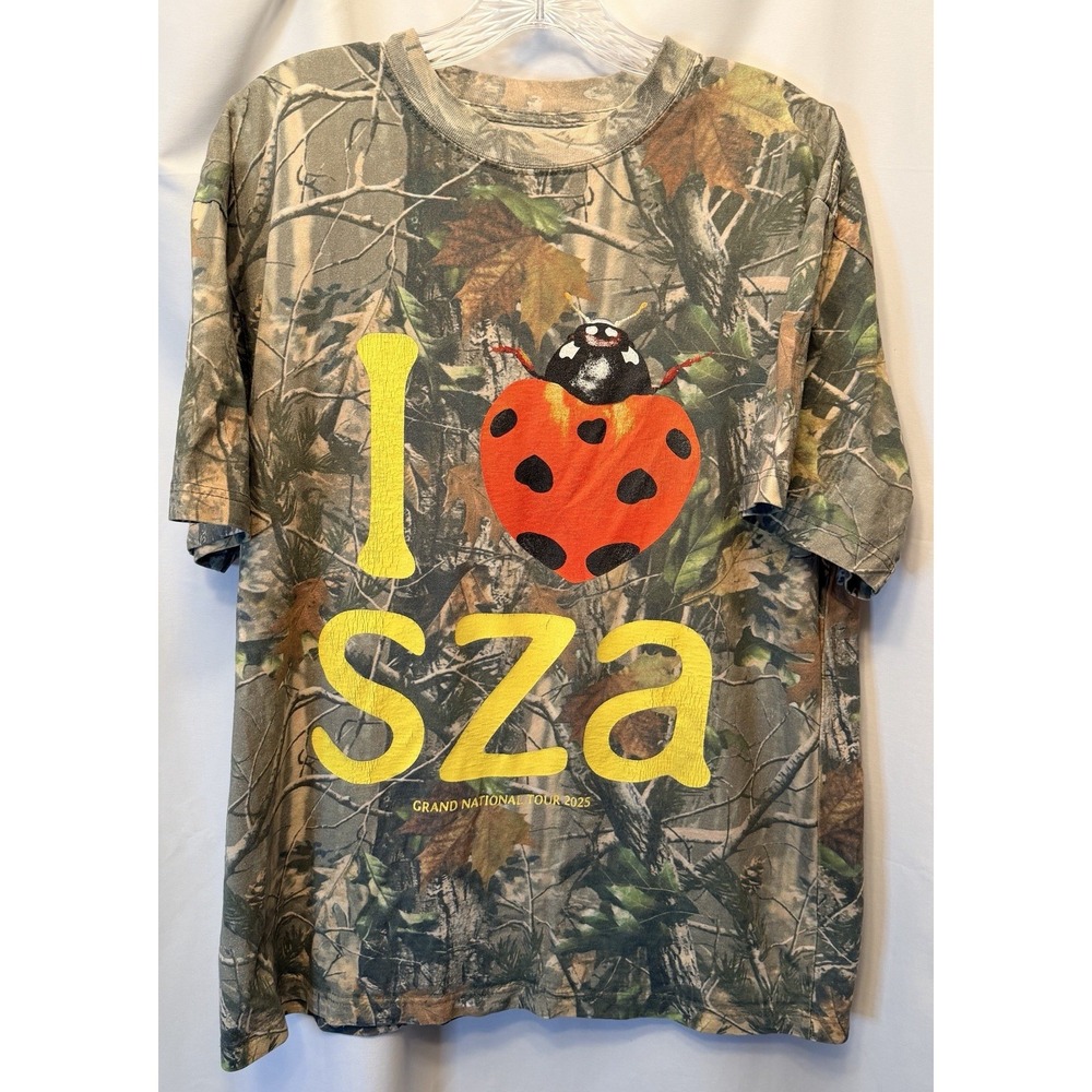 SZA Grand National Tour 2025 Shirt Med Camouflage Concert Tee I Love SZA Ladybug